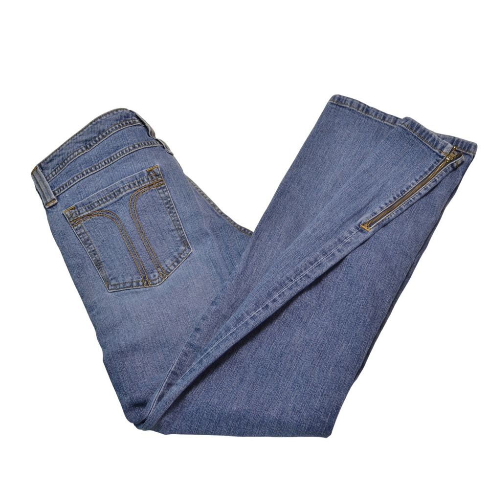 Tommy Hilfiger Size 10 31 Jeans Casual Flare Denim Fall Medium Wash Zip Hem Y2K